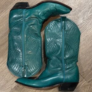 VTG Y2K women’s Code West Teal Blue Turquoise Western Cowboy Boots